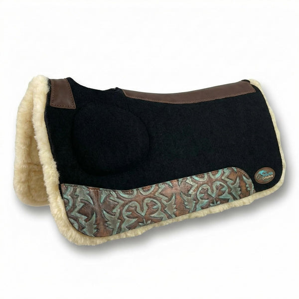 OrthoRide™ All Purpose Black Wool with Fleece Bottom Saddle Pad