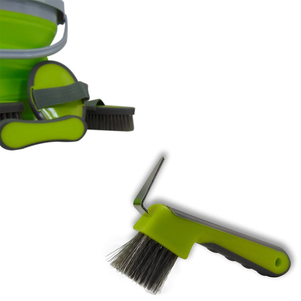 Collapsible Grooming Kit with 10 Liter Bucket and 5 Grooming Tools - Turquoise - SouthwesternEquineSWE-166007LM