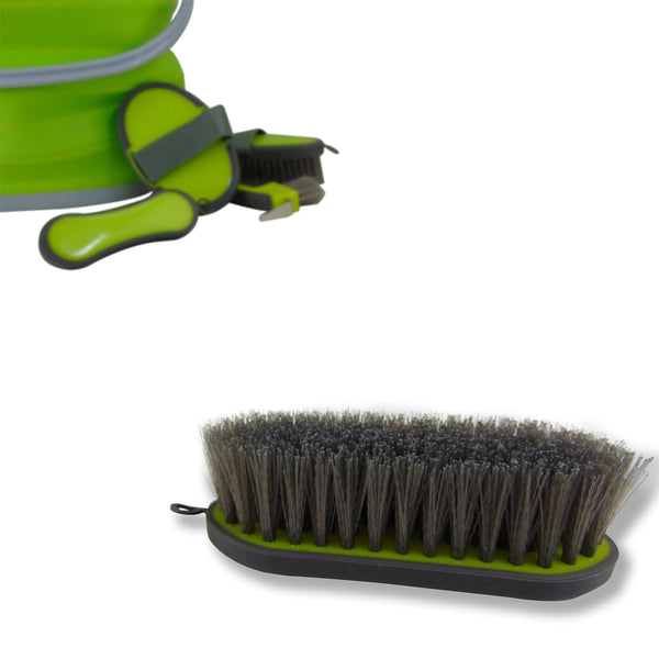 Collapsible Grooming Kit with 10 Liter Bucket and 5 Grooming Tools - Turquoise - SouthwesternEquineSWE-166007LM