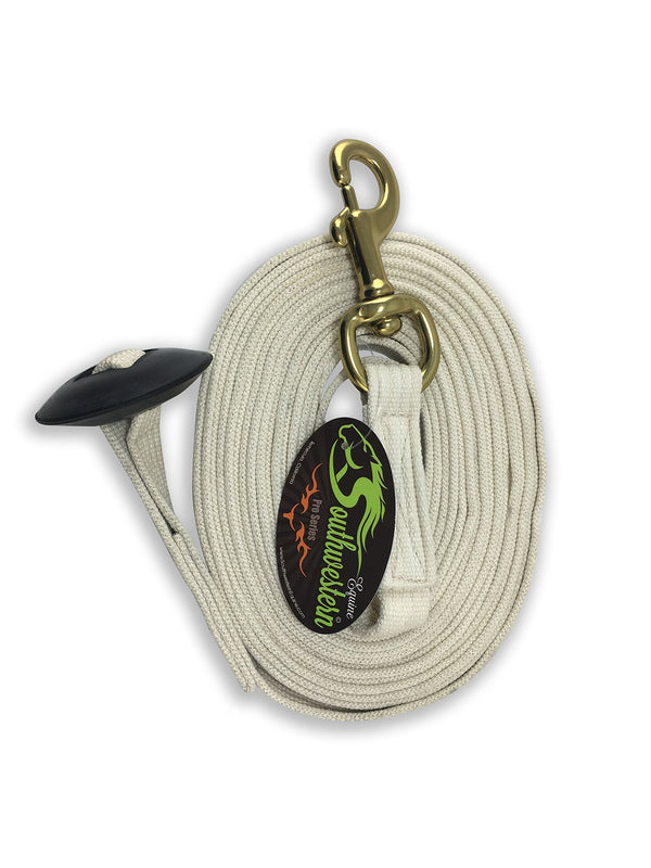 24 ' Flat Cotton Web Lunge Line with Bolt Snap & Rubber Stop