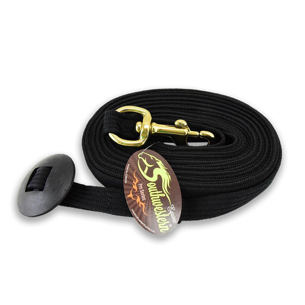 24 ' Flat Cotton Web Lunge Line with Bolt Snap & Rubber Stop - SouthwesternEquineSWE-195939BK