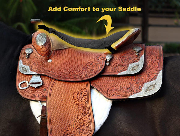 ComfortRider Saddle Cushion - New Version, Thicker Memory Shock - Absorbing Seat Pad for Western Saddles by OrthoRide Upgraded Internal Cushion.