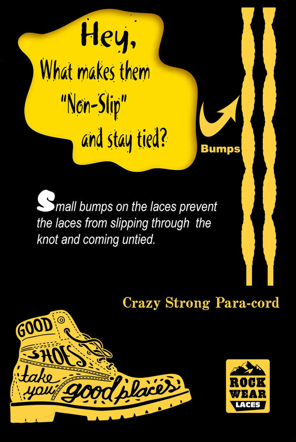 ROCKWEAR (2) PAIR NON SLIP HIKING BOOT LACES Hiking Boot Work Boot Shoelace - SouthwesternEquineSWE-RW-NS-BL/GRY-120