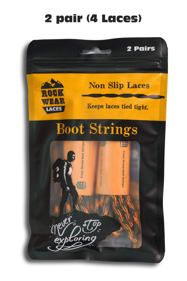 ROCKWEAR (2) PAIR NON SLIP HIKING BOOT LACES Hiking Boot Work Boot Shoelace - SouthwesternEquineSWE-RW-NS-BL/GRY-120