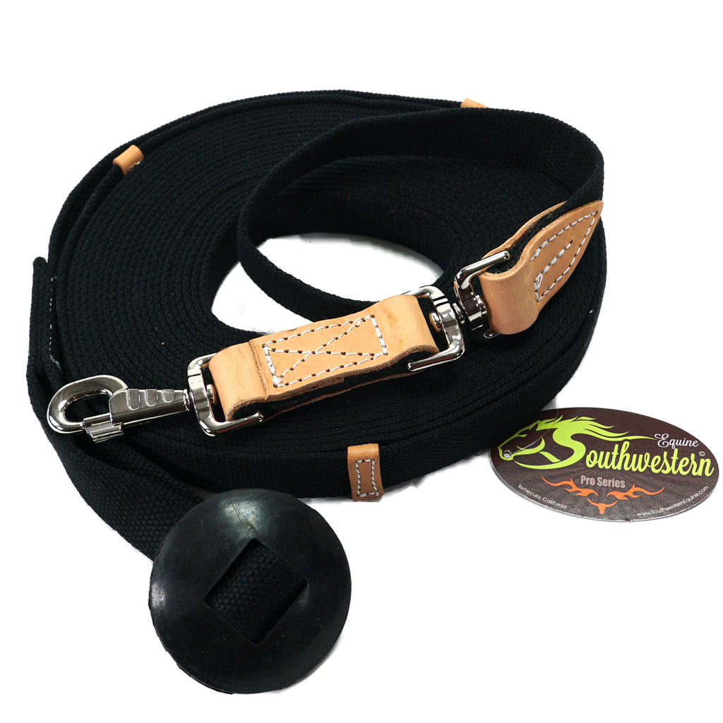 35' Flat Cotton Web Lunge Line With Swivel, Bolt Snap and Rubber Stop