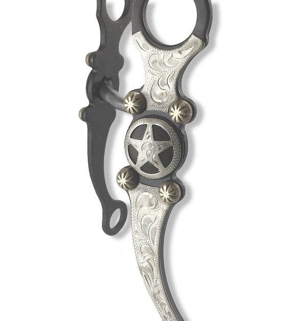 Snaffle Long Shank Silver Texas Stars Show Bit