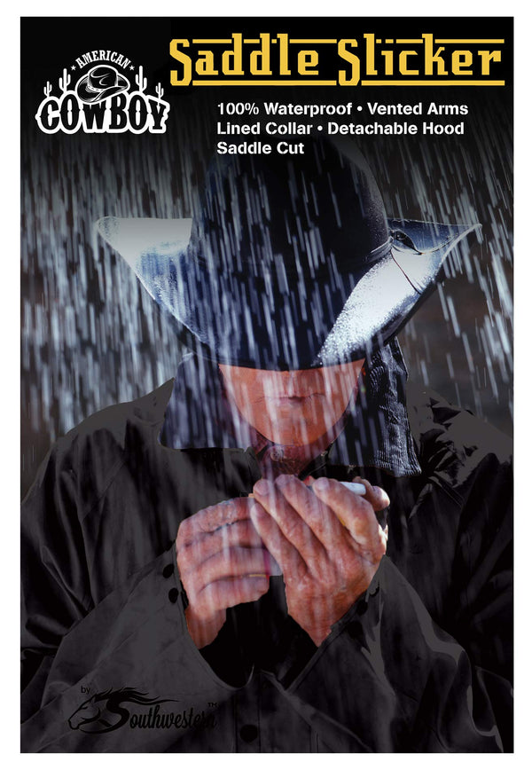 American Cowboy Saddle Slicker Rain Coat Duster – 100% Waterproof Full Length Unisex