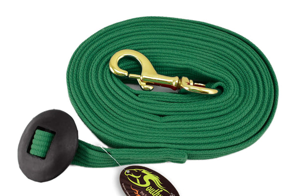 24 ' Flat Cotton Web Lunge Line with Bolt Snap & Rubber Stop