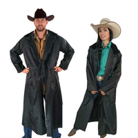 American Cowboy Saddle Slicker Rain Coat Duster – 100% Waterproof Full Length Unisex - SouthwesternEquineSWE-SS-BK-1-L