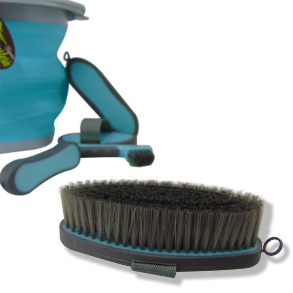 Collapsible Grooming Kit with 10 Liter Bucket and 5 Grooming Tools - Turquoise