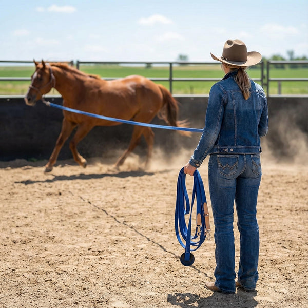 35' Flat Cotton Lunge Line with Rubber Stop