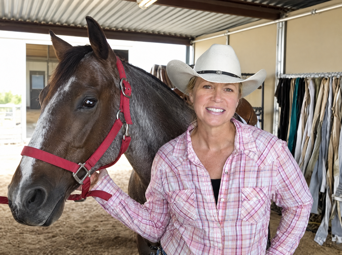 Michele Amon standing with a horse
