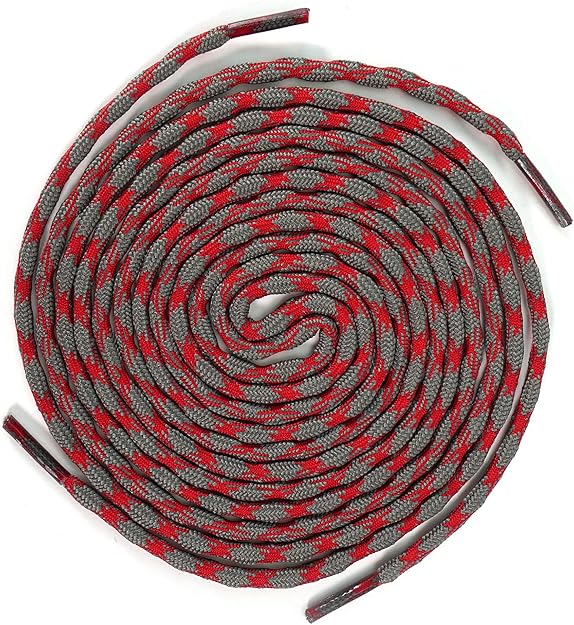 ROCKWEAR (2) PAIR NON SLIP HIKING BOOT LACES Hiking Boot Work Boot Shoelace - SouthwesternEquineSWE-RW-NS-RD/GRY-160