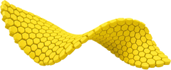 Yellow Poron foam twisted to show its flexibility