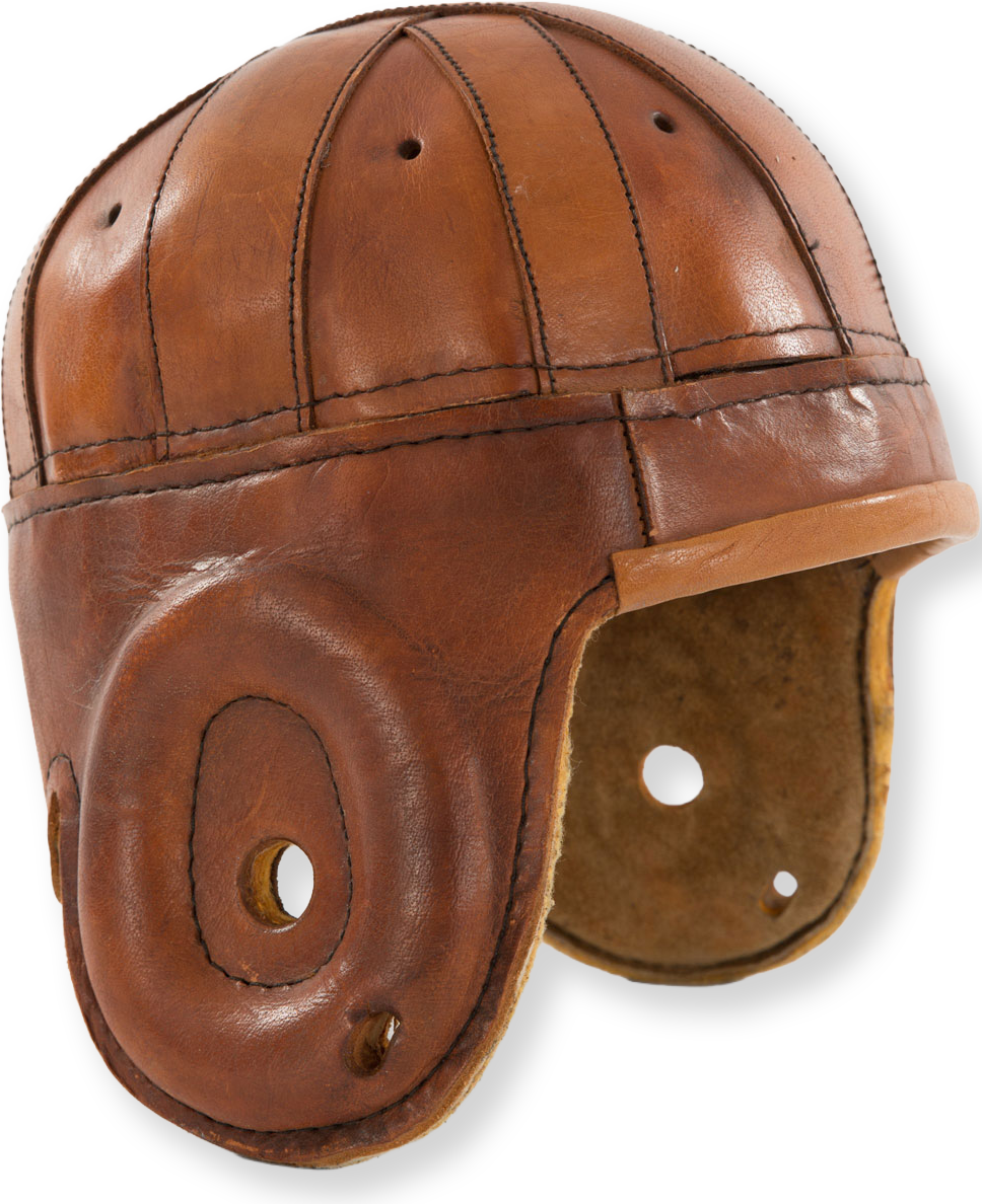 Vintage brown leather football helmet.
