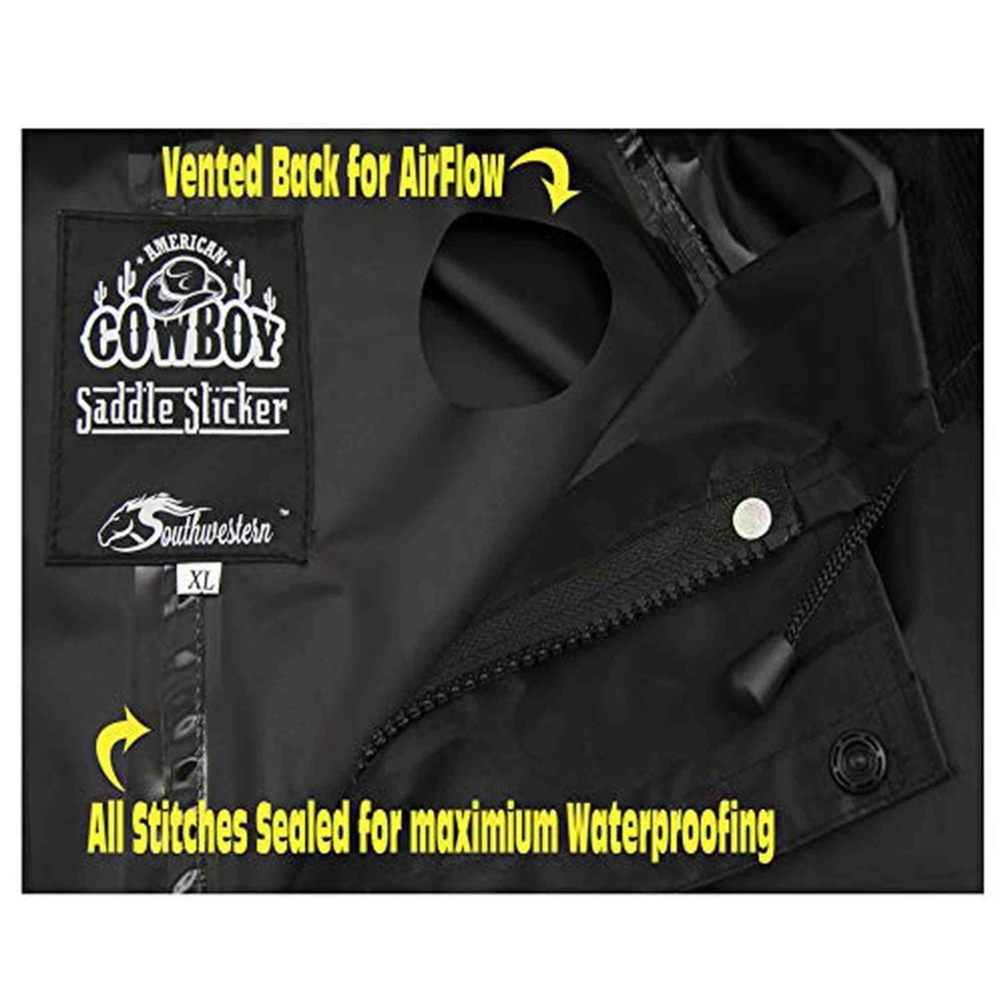 thumbnail image 2 of Equestrian Rainwear American Cowboy Saddle Slicker - 100% Waterproof Rain Coat Duster For Riding Cowboy Saddle Duster 2 of 11