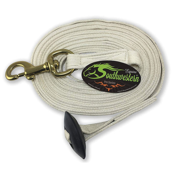 Southwestern Equine 24' Flat Cotton Web Lunge Line with Bolt Snap & Rubber Stop