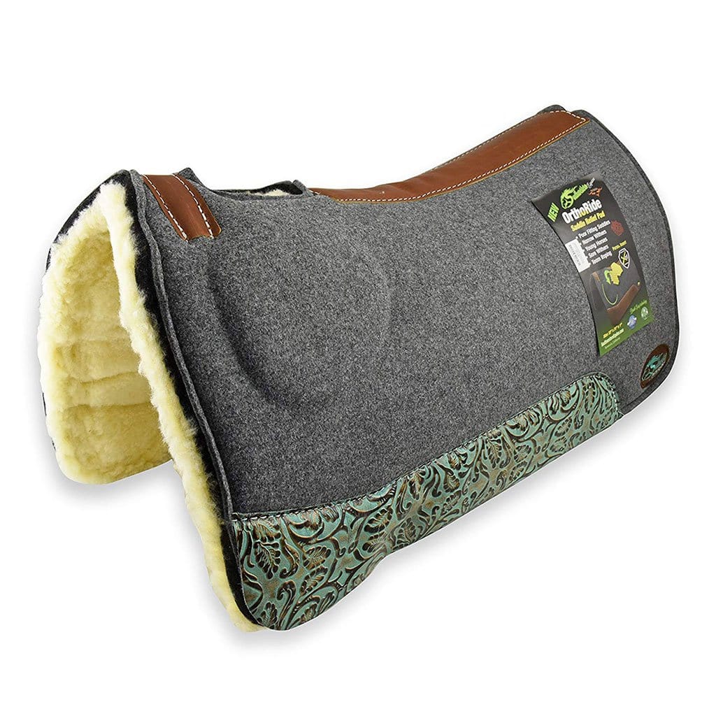 Southwestern Equines Orthoride Western Saddle Pad With Fleece Bottom and Turquoise Bloom Wear Leathers